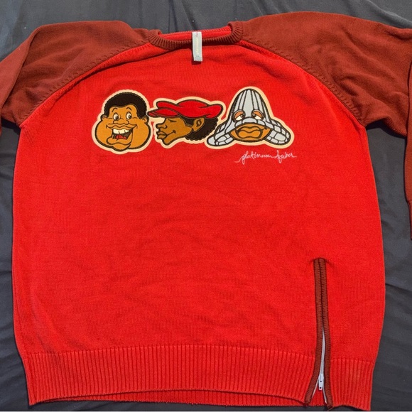 2000s Red Graphic Sweater Sewn Fubu Platinum Fat Albert & the Junkyard Gang - Picture 1 of 15